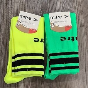Mitre Soccer Socks 2 PAIR Size Youth, 3-9